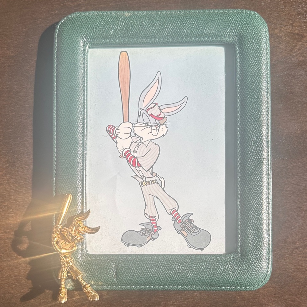 Vintage Looney Tunes Green Leather Frame with Bugs Bunny Design ✨Rare Find!!!✨